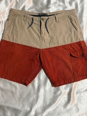 Element Originals Men’s Colorblock Cargo Shorts Tan Rust Size 38 Skate Y2K